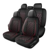 Full Set of Waterproof Leather Car Seat Covers Universal Vehicle Black and Red $119.99 Retail - Brand New