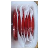 Porcelain 6pk Dinner Plates Red $52.99 Retail - Brand New