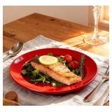 Porcelain 6pk Dinner Plates Red $52.99 Retail - Brand New