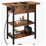 End Table with Charging Station Rustic Brown $59.99 Retail - Brand New