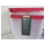 10 Plastic storage bins, 3 have lid...