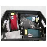 Plastic crate filled with phone acc...