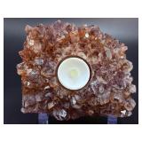 Stunning Raw Citrine Geode Cluster Tea Light Candle Holder – Natural Crystal Decor. 2 lbs. /.909 g