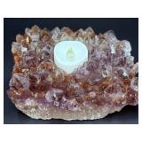 Stunning Raw Citrine Geode Cluster Tea Light Candle Holder – Natural Crystal Decor. 2 lbs. /.909 g