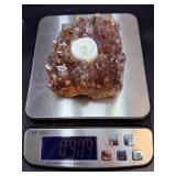 Stunning Raw Citrine Geode Cluster Tea Light Candle Holder – Natural Crystal Decor. 2 lbs. /.909 g