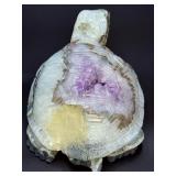 Hand-Carved Natural Amethyst & Agate Geode Turtle Sculpture.   2 lbs 10.1 oz. / 1.195 kg.
