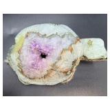 Hand-Carved Natural Amethyst & Agate Geode Turtle Sculpture.   2 lbs 10.1 oz. / 1.195 kg.