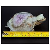 Hand-Carved Natural Amethyst & Agate Geode Turtle Sculpture.   2 lbs 10.1 oz. / 1.195 kg.