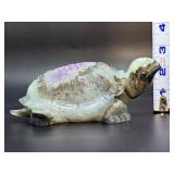 Hand-Carved Natural Amethyst & Agate Geode Turtle Sculpture.   2 lbs 10.1 oz. / 1.195 kg.