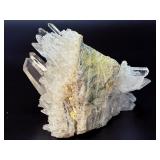 Large Arkansas Quartz Crystal Cluster on Rare Yellow Iron Oxide Matrix – Collector Grade.     1 lb 5.5 oz / 642 g.