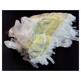 Large Arkansas Quartz Crystal Cluster on Rare Yellow Iron Oxide Matrix – Collector Grade.     1 lb 5.5 oz / 642 g.