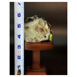 Natural Brazilian Blue Agate Druzy Specimen on Custom Wooden Display Stand.   12.5 oz / 356 g.