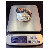 Natural Brazilian Blue Agate Druzy Specimen on Custom Wooden Display Stand.   12.5 oz / 356 g.