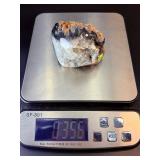 Natural Brazilian Blue Agate Druzy Specimen on Custom Wooden Display Stand.   12.5 oz / 356 g.