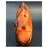 Stunning Polished Carnelian Agate Flame with Natural Druzy Pocket Madagascar Specimen.   1 lb 5.3 oz / 604 g.