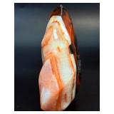 Stunning Polished Carnelian Agate Flame with Natural Druzy Pocket Madagascar Specimen.   1 lb 5.3 oz / 604 g.