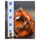Stunning Polished Carnelian Agate Flame with Natural Druzy Pocket Madagascar Specimen.   1 lb 5.3 oz / 604 g.