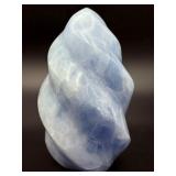 Polished Blue Calcite "Flame" Sculpture – Natural Madagascar Crystal.   2 lbs 12.1 oz / 1.253 kg.