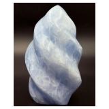 Polished Blue Calcite "Flame" Sculpture – Natural Madagascar Crystal.   2 lbs 12.1 oz / 1.253 kg.