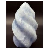 Polished Blue Calcite "Flame" Sculpture – Natural Madagascar Crystal.   2 lbs 12.1 oz / 1.253 kg.