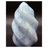 Polished Blue Calcite "Flame" Sculpture – Natural Madagascar Crystal.   2 lbs 12.1 oz / 1.253 kg.