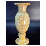Vintage Hand-Carved Fossil Stone Vase – Polished Fossiliferous Marble & Coral.   1 lb 10.9 oz / 763 g