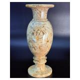 Vintage Hand-Carved Fossil Stone Vase – Polished Fossiliferous Marble & Coral.   1 lb 10.9 oz / 763 g
