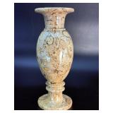 Vintage Hand-Carved Fossil Stone Vase – Polished Fossiliferous Marble & Coral.   1 lb 10.9 oz / 763 g