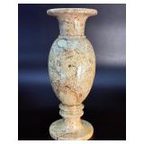 Vintage Hand-Carved Fossil Stone Vase – Polished Fossiliferous Marble & Coral.   1 lb 10.9 oz / 763 g