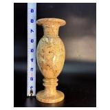 Vintage Hand-Carved Fossil Stone Vase – Polished Fossiliferous Marble & Coral.   1 lb 10.9 oz / 763 g