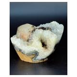 Exquisite Peach Stilbite Crystal on Sparkling Quartz Druzy Geode.   1 lb 3.6 oz / 557 g.