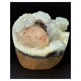 Exquisite Peach Stilbite Crystal on Sparkling Quartz Druzy Geode.   1 lb 3.6 oz / 557 g.