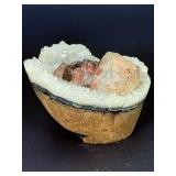 Exquisite Peach Stilbite Crystal on Sparkling Quartz Druzy Geode.   1 lb 3.6 oz / 557 g.