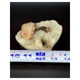 Exquisite Peach Stilbite Crystal on Sparkling Quartz Druzy Geode.   1 lb 3.6 oz / 557 g.