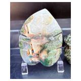 Artisan Moss Agate Collection: Hand-Carved Botanical & Tower Set.  15.2 oz / 431 g.
