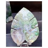 Artisan Moss Agate Collection: Hand-Carved Botanical & Tower Set.  15.2 oz / 431 g.