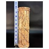 Vintage Hand-Carved Cylindrical Stone Vase - Floral & Branch Relief Motif - 1970s Style.   1 lb 15.7 oz / 899 g.