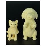 Exquisite Vintage Hand-Carved Tagua Nut "Vegetable Ivory" Animal Figurines – Cat & Dog Duo.   4.6 oz / 131 g