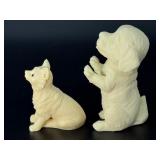 Exquisite Vintage Hand-Carved Tagua Nut "Vegetable Ivory" Animal Figurines – Cat & Dog Duo.   4.6 oz / 131 g