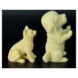 Exquisite Vintage Hand-Carved Tagua Nut "Vegetable Ivory" Animal Figurines – Cat & Dog Duo.   4.6 oz / 131 g
