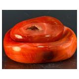 Stunning Natural Madagascar Banded Carnelian Bowl & Polished Palm Stone Set.  1 lb ,1 oz / 459 g.