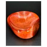Stunning Natural Madagascar Banded Carnelian Bowl & Polished Palm Stone Set.  1 lb ,1 oz / 459 g.