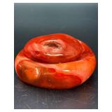 Stunning Natural Madagascar Banded Carnelian Bowl & Polished Palm Stone Set.  1 lb ,1 oz / 459 g.