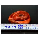 Stunning Natural Madagascar Banded Carnelian Bowl & Polished Palm Stone Set.  1 lb ,1 oz / 459 g.