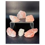 Stunning Natural Rose Quartz Lamp & 5 Raw Specimen Set.   4 lbs 2.7 oz / 1.892 kg.