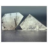 Natural Tourmalinated Quartz Duo - Polished Pyramid & Faceted Freeform Specimen.   4.9 oz / 140 g.