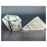 Natural Tourmalinated Quartz Duo - Polished Pyramid & Faceted Freeform Specimen.   4.9 oz / 140 g.