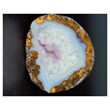 Stunning Natural Agate Amethyst Geode Slice & Hand-Carved Dream Amethyst Turtle Figurine.   9.2 oz / 261 g.