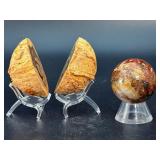 Stunning Pair of Xuanhua "Warring States" Thunderegg Agate Geodes - Natural Patterns, And a Natural Pietersite Sphere – The Tempest Stone.   8.9 oz / 254 g.