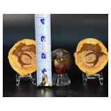 Stunning Pair of Xuanhua "Warring States" Thunderegg Agate Geodes - Natural Patterns, And a Natural Pietersite Sphere – The Tempest Stone.   8.9 oz / 254 g.